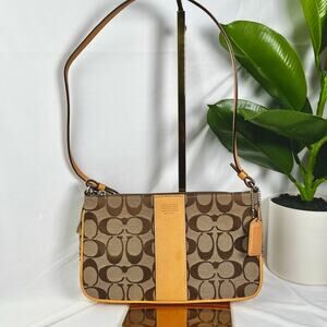 COACH Y2K Slim Demi Signature Brown Vachetta Crossbody Purse Silver Hardware